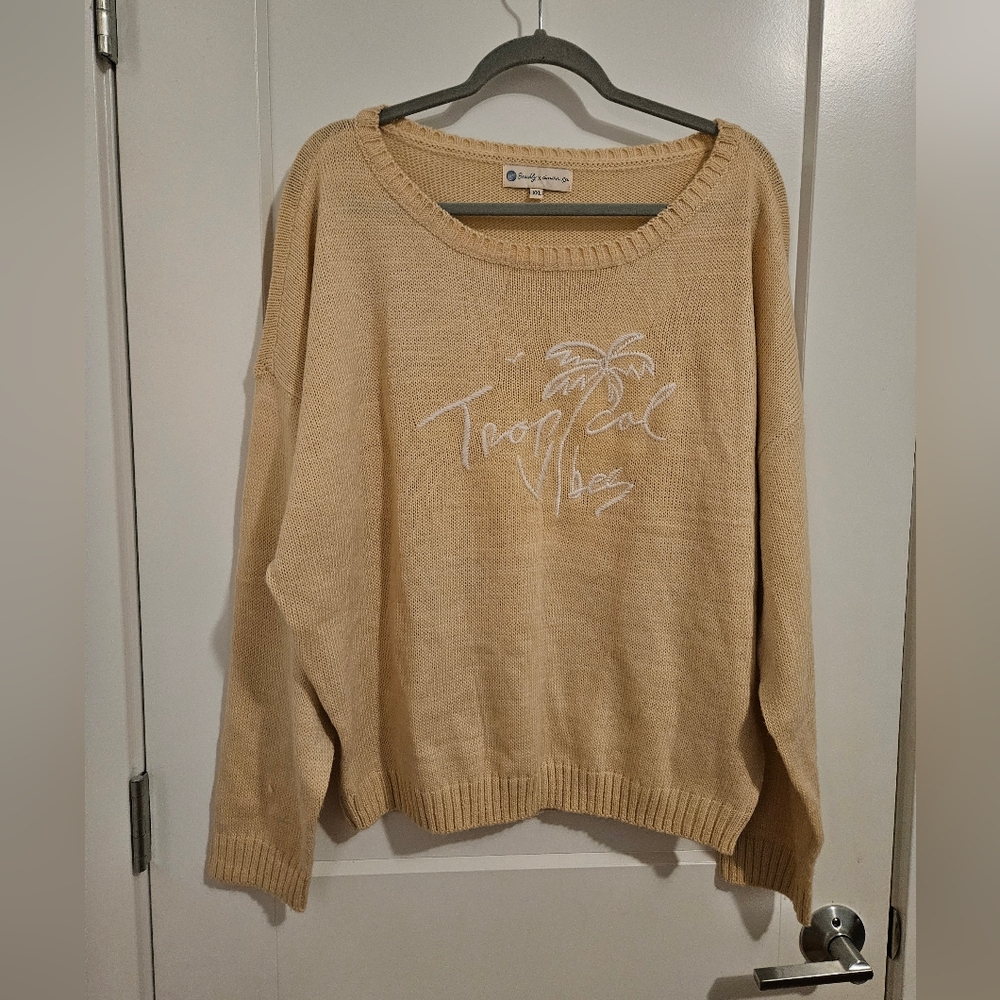 Tropical Vibes Beige Sweater